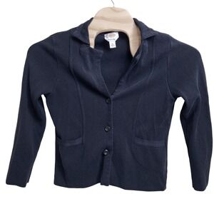 Talbots Black Knit Blazer Jacket Cardigan Womens XL Made in Italy Cotton Blend